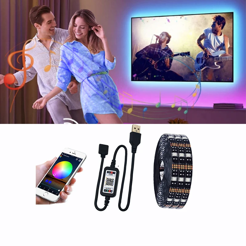 Luz Led Diy окружающее ТВ светодиодное заднее освещение 5 В USB 5050 RGB Светодиодное