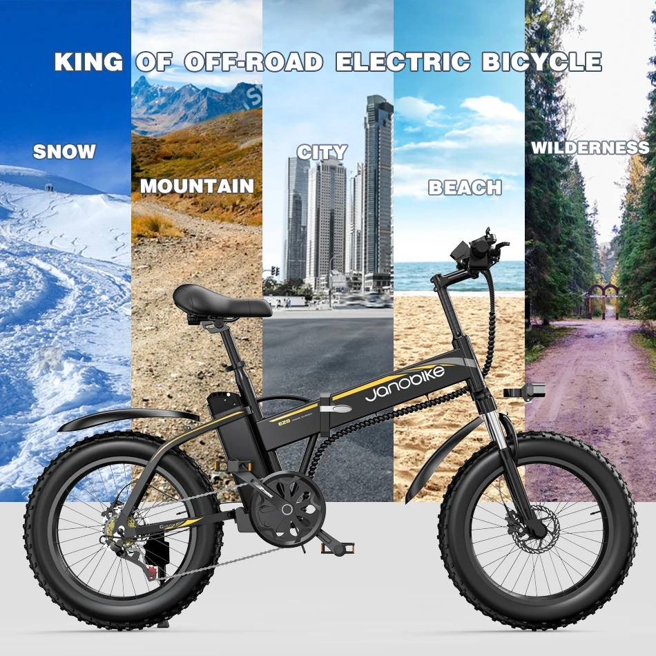 Janobike 2020 Горячая продажа Европа горный жир шины 20 дюймов электрический велосипед 48V