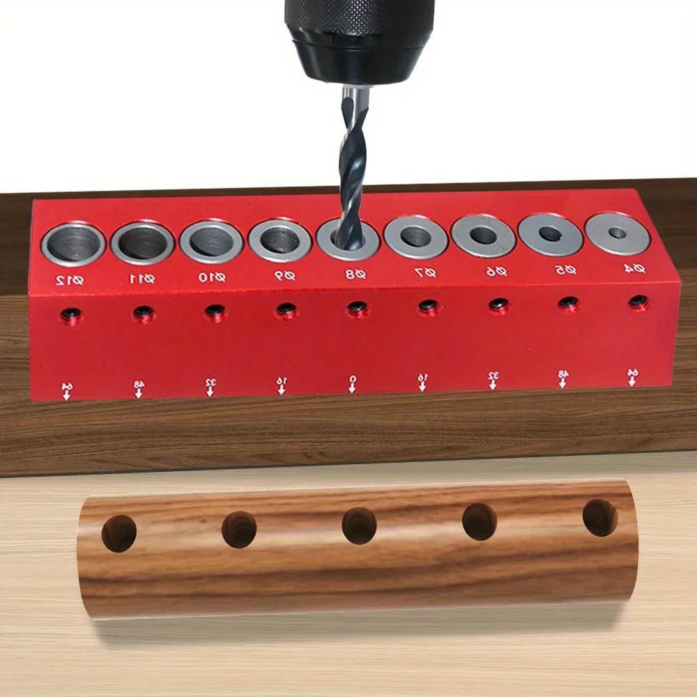 4-12mm Vertical Hole Drilling Guide Aluminum Alloy Pocket Hole Doweling Jig Self-centering Punching Hole Locator Woodworking Jig