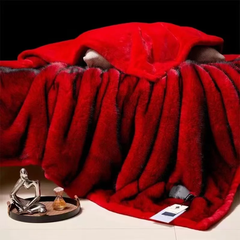 New Light Luxury High Quality Faux Fur Mink Blanket Double Bedside Faux Fox Fur Blanket Fox Racing Blanket-150cm*200cm size