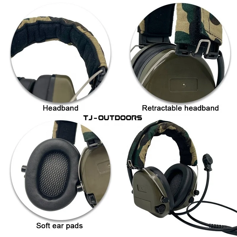 Custom Outdoor Professional Grade Anti-noise Walkie-talkie Removable Earmuffs Hunting Headphones