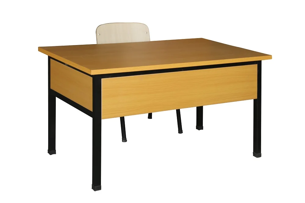 High School Furniture Cheap Knock Down Double student desk and chair MDF Teacher table