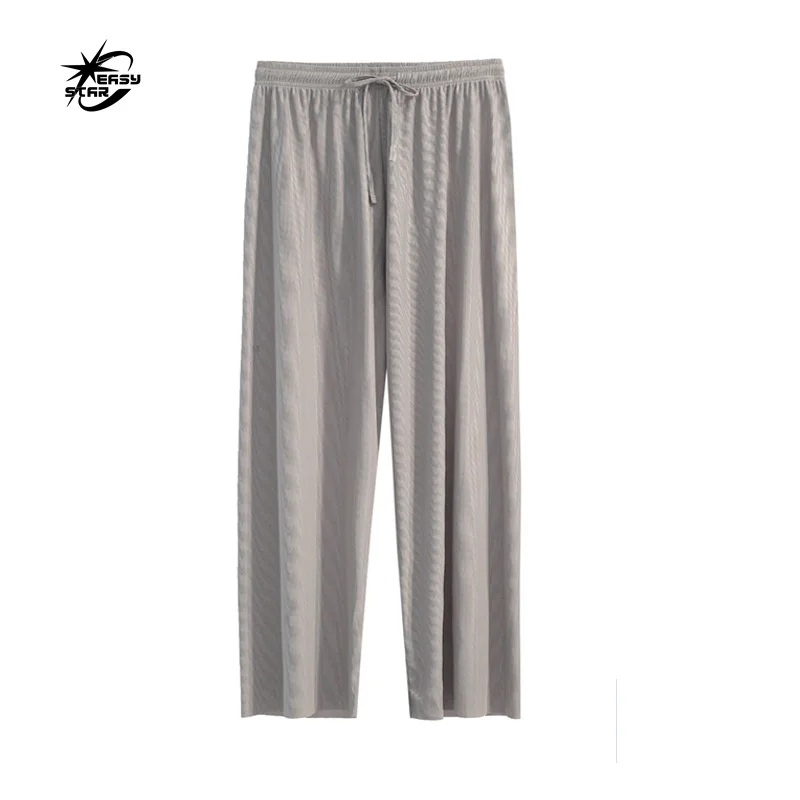 Spring/summer Pleated Wide Leg Pants Women's High Waist Slim Casual Pants Korean Style One Size Black Chiffon Ninth Pants