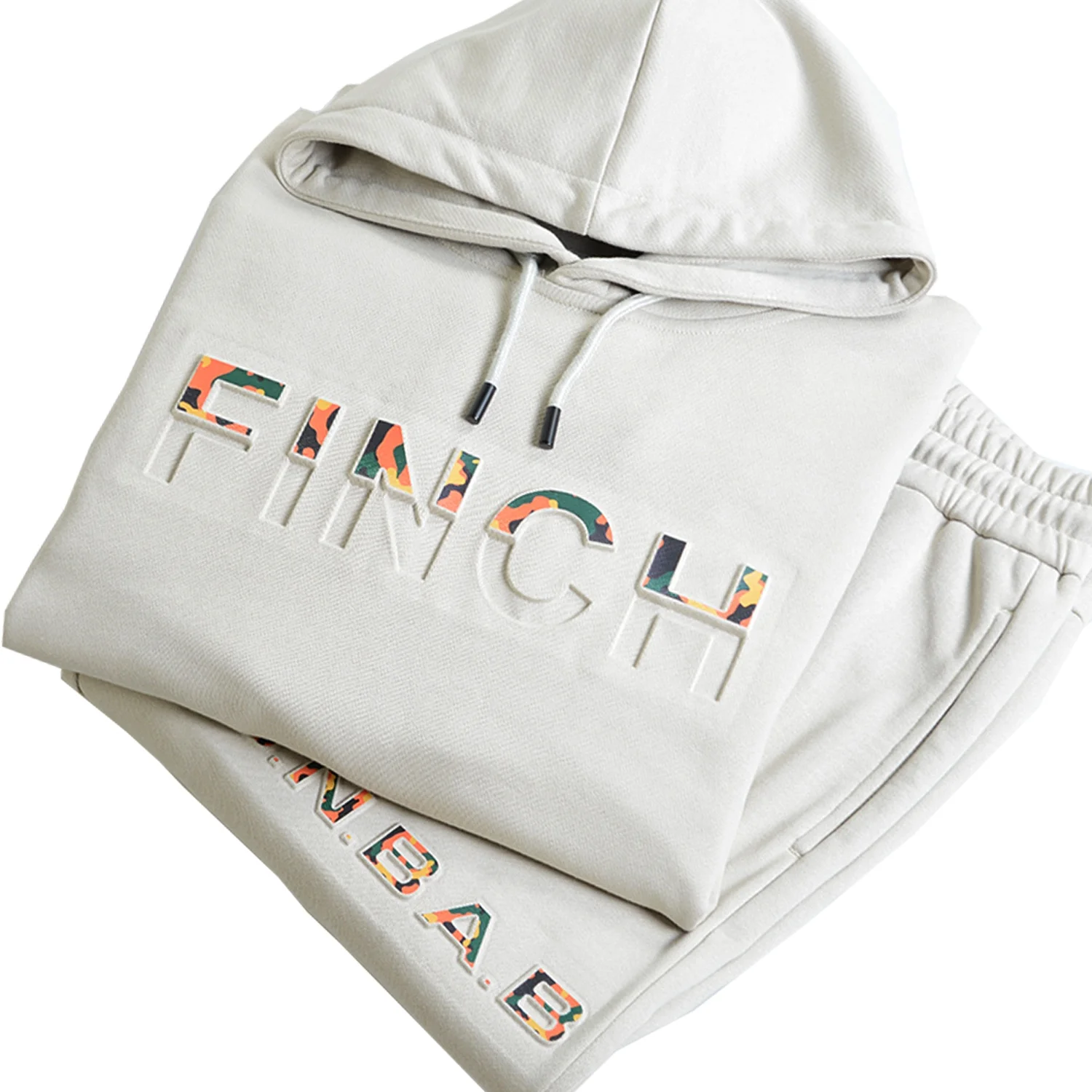 Finch Garment 2023 Hot Sale Embossed Sweatpants and Hoodie Set Men Jogging Custom High Quality Embossed Tracksuit