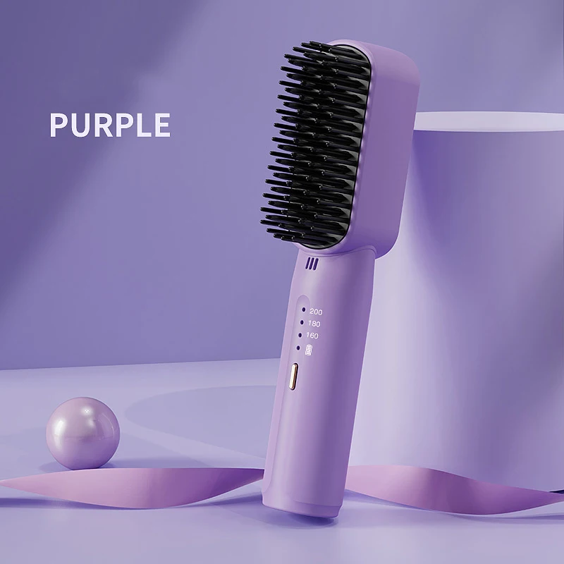 Professional Electric Hair Straightener Comb Anion Smooth Hair Care Wireless Straightening Comb