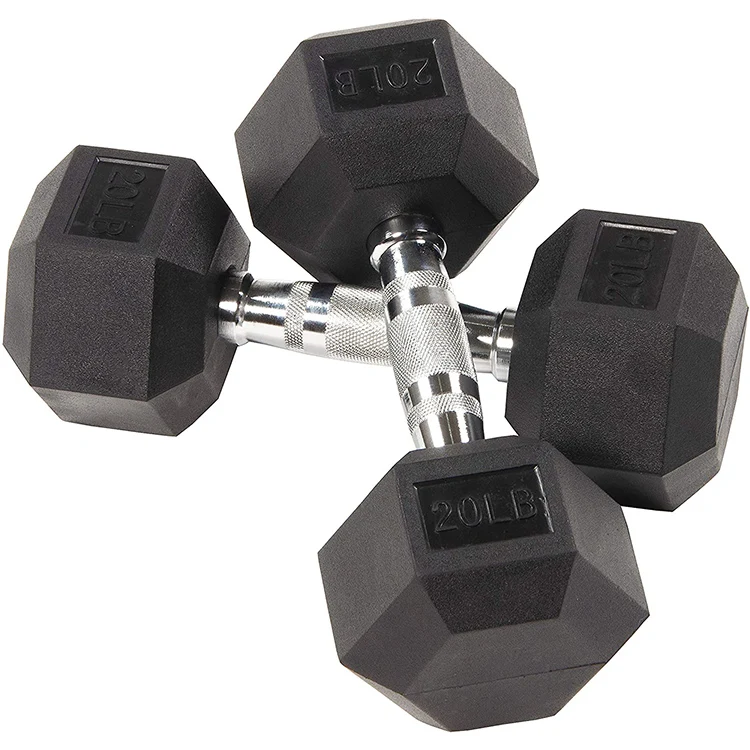 Training Equipment Dumbbells Free Weights  Rubber Coated Cast Iron Hex Black Dumbbells Weight Set