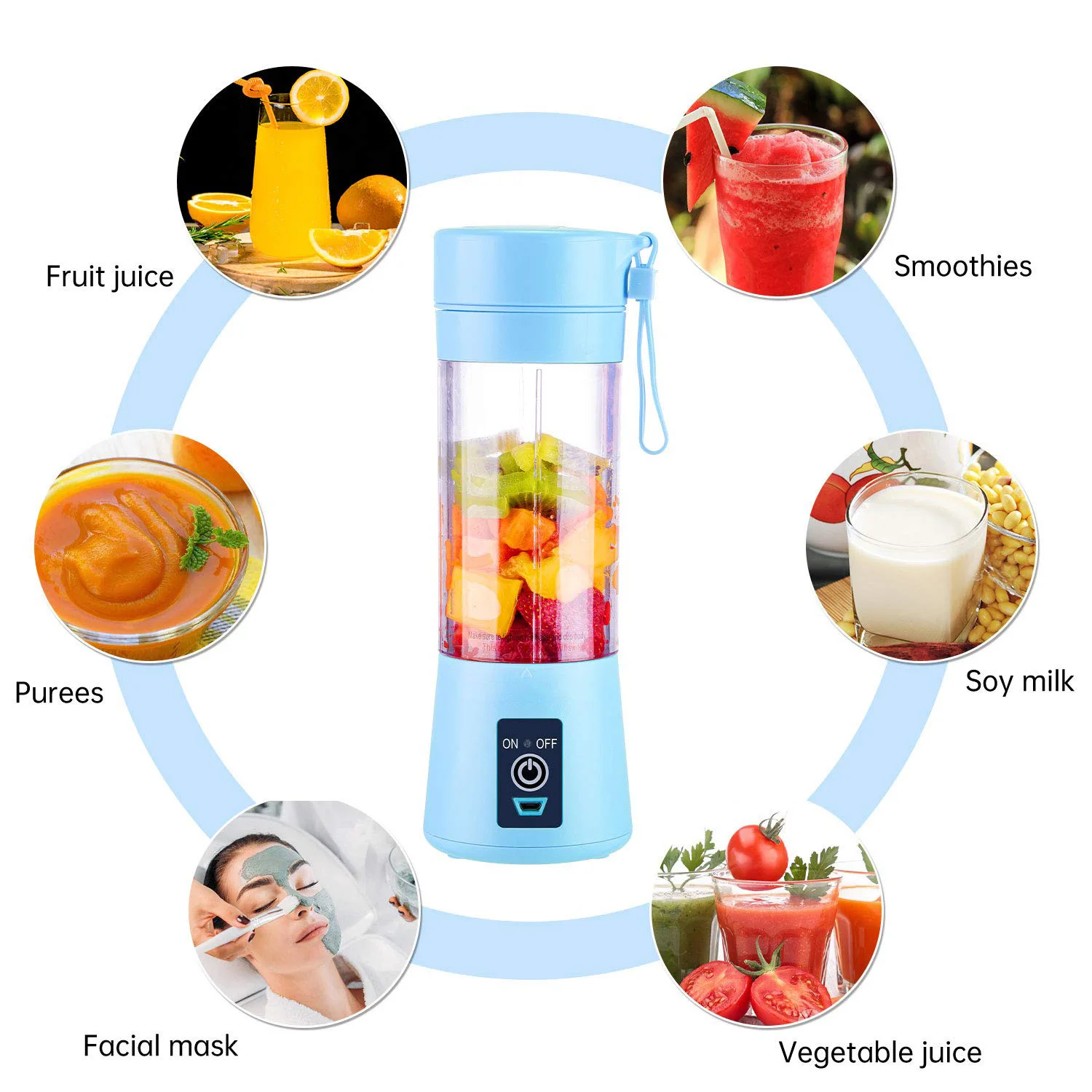 Mini Electric 6 Blades Juicer Portable Rechargeable Travel Fruit Juicer Professional USB Blenders