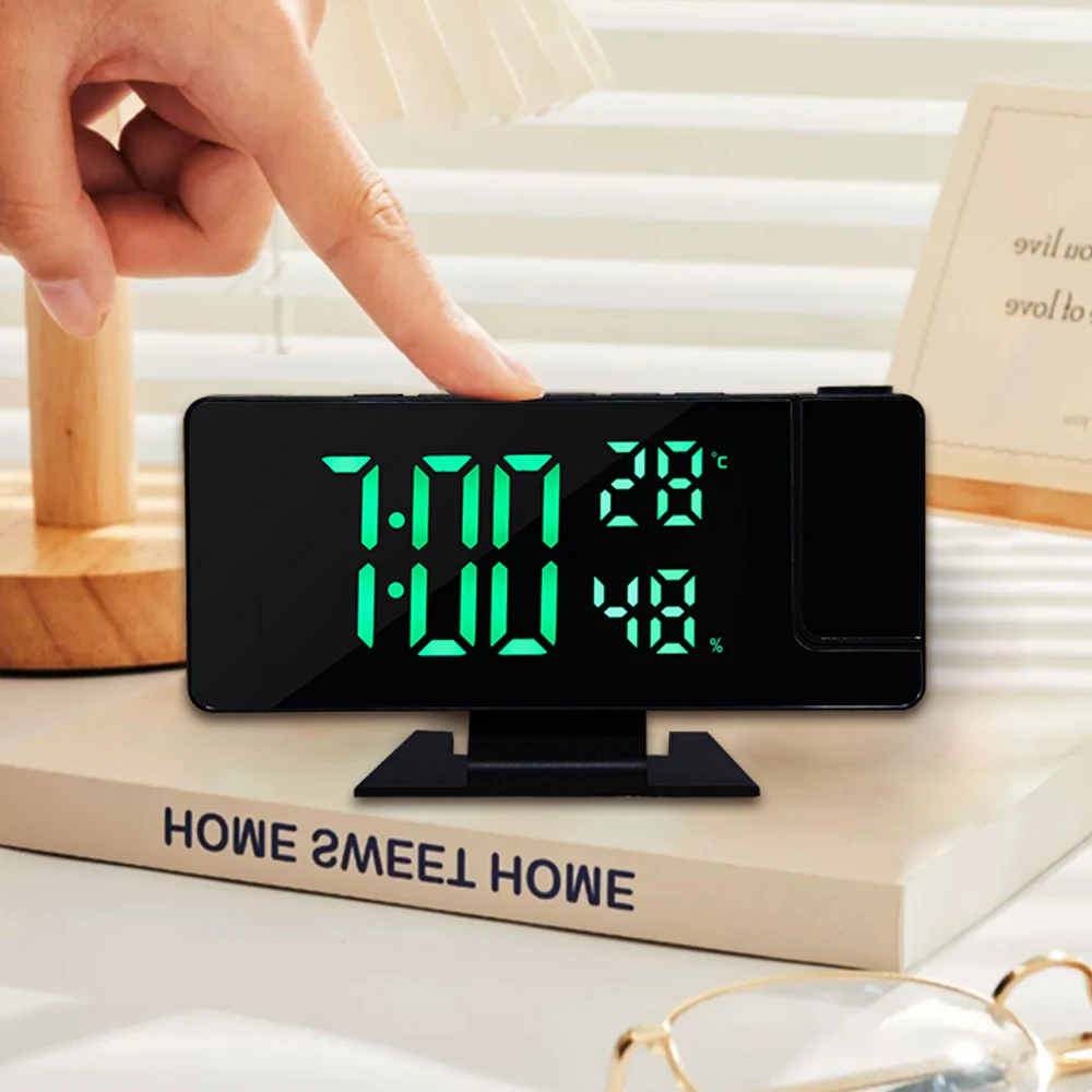 EMAF Thermometer Electronic Led Projector Alarm For Bedrooms   Chargers Projection Clock bathroom mirror with led lights