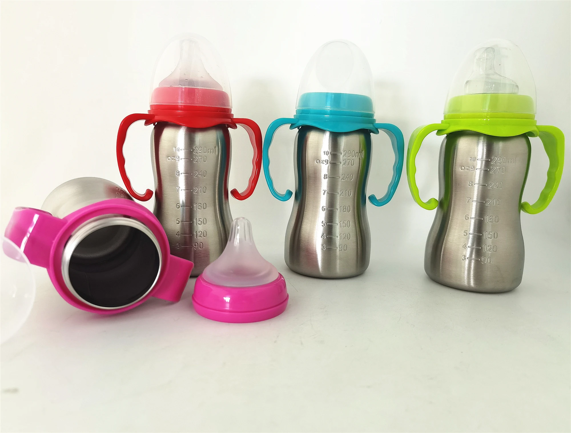 high quality baby water bottle popular in India 18/8 stainless steel baby feeding bottle with Nipple