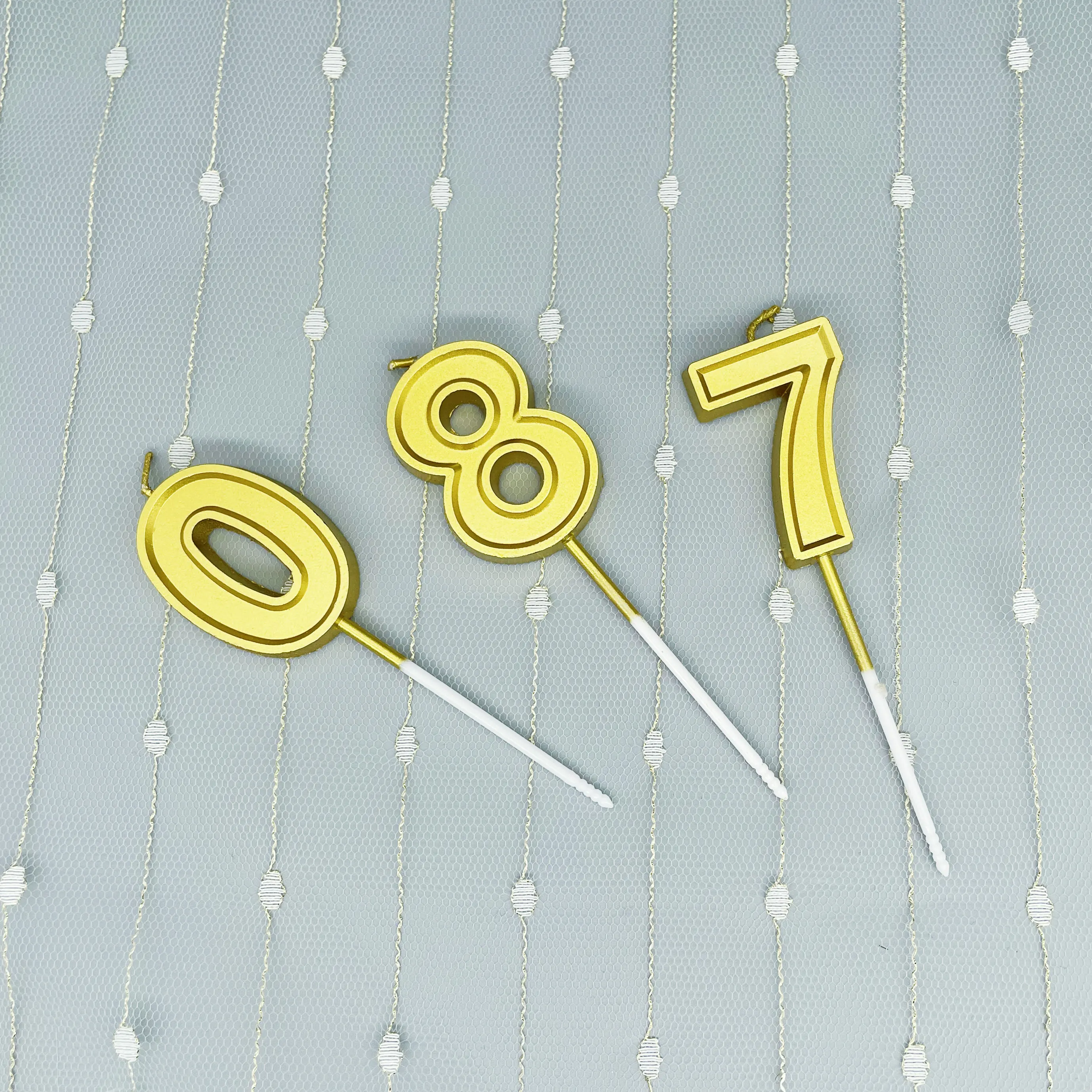 Wholesale Festival Celebration Children Adult Creative Party Decoration 3D Gold Number Cake Birthday Candles