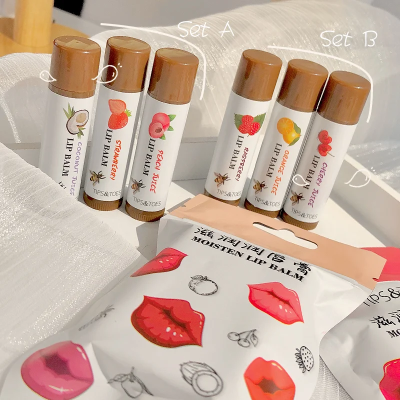 Private Label Moisturizing Lip Balm Custom  Logo  Cute 3PCS Lip Balm  Stick Set Lip Make Up  Vendor
