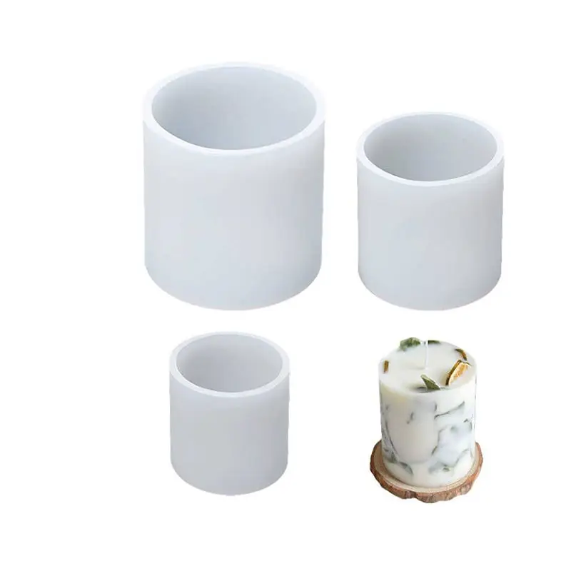 DIY Cylinder White Transparent Silicone Candle Resin Mold For DIY Dried Flowers Casting Candle Jar Mold Candle Mold