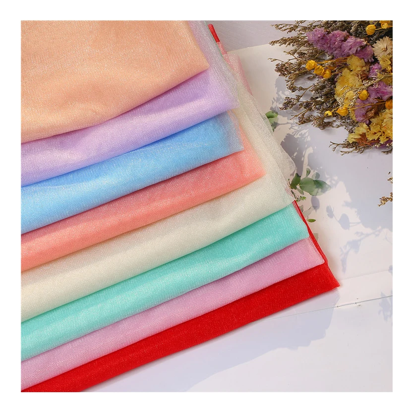 Прозрачная мягкая сетчатая ткань Мерцающий Тюль для вышивки свадебное платье украшение