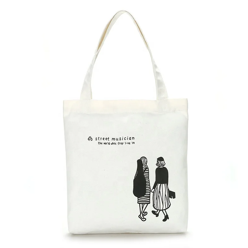 Fashion Plain Cotton Bags with Logo Printing Customize Canvas  Tote Bags with Logos for Promotion Black Color with Zippers