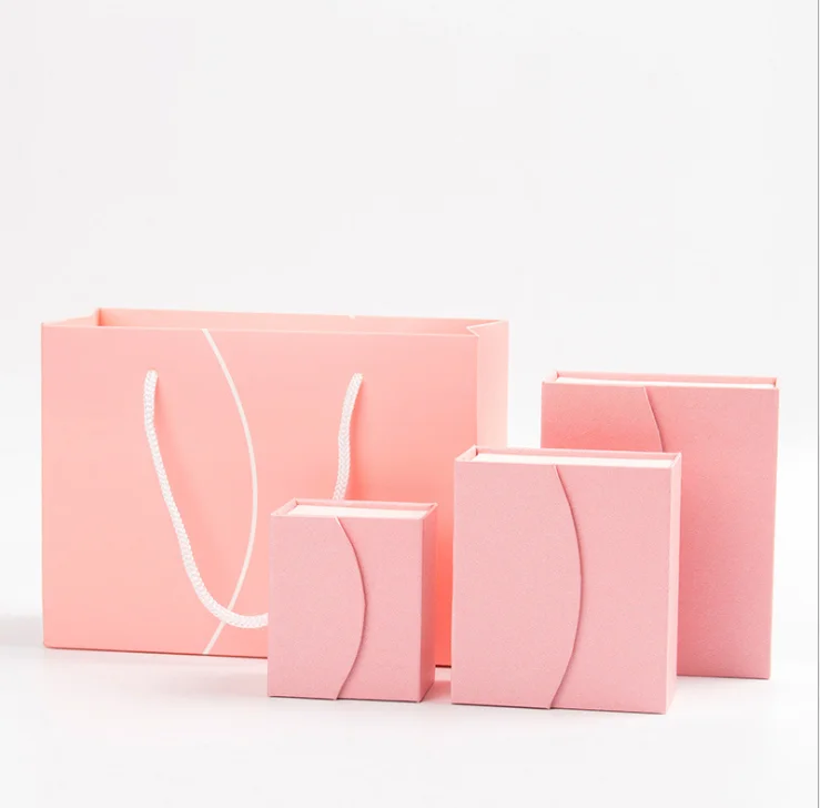 Custom Logo Printed Gift bracelet necklace jewel Packaging book style jewelry set Boxes pink flip top magnetic Jewelry