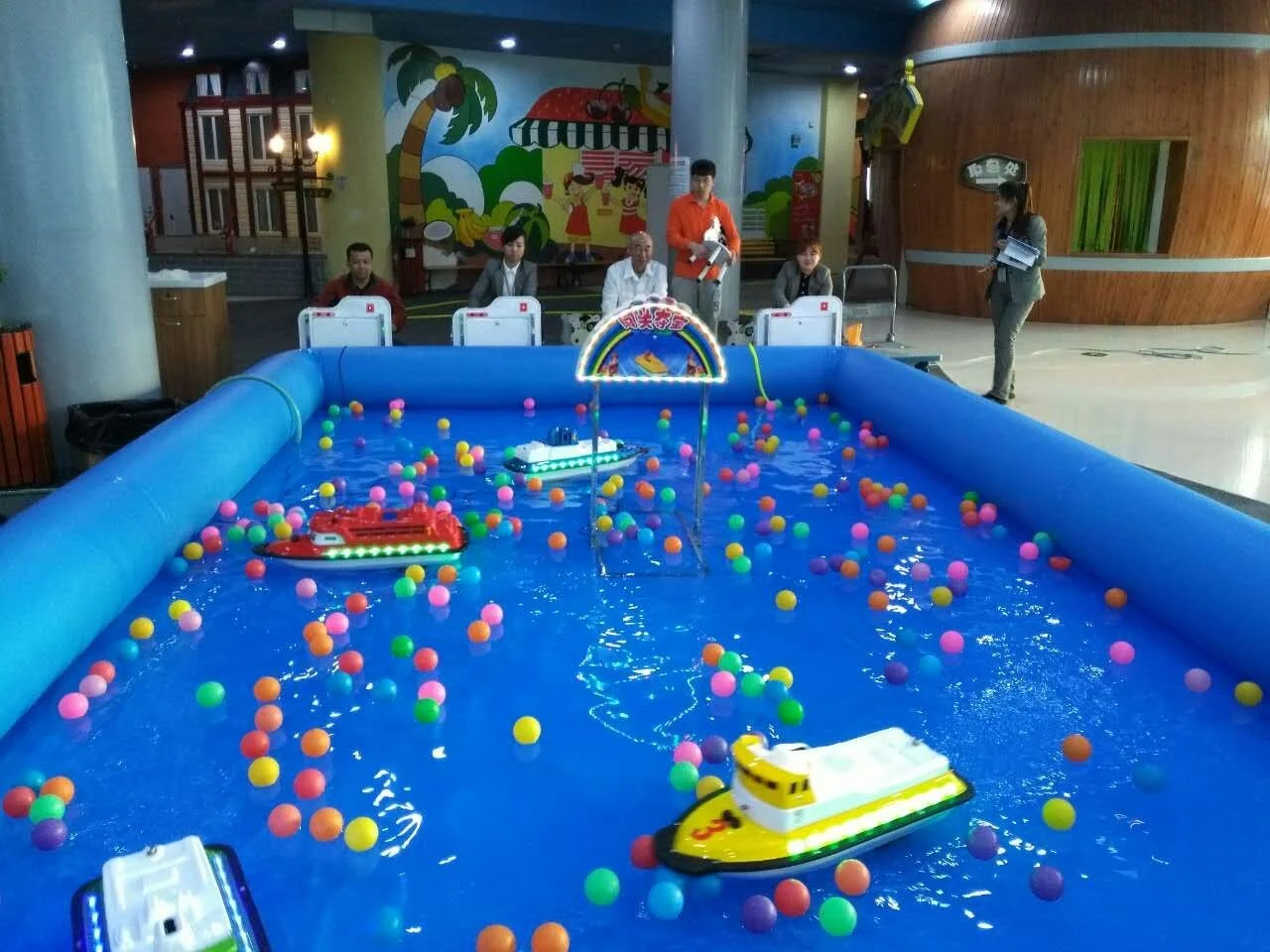 Remote control boat for indoor or outdoor children playground.