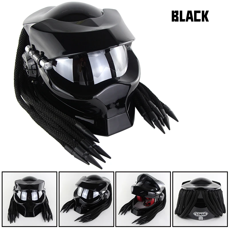 Motorcycle Costume Predator Helmet Full Face Iron Warrior Flip Up Cool Helmet with light