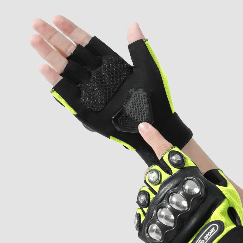 Cheap Half Finger Sport Hard Knuckle Silicone Gel Palm Protection Cycling Gloves