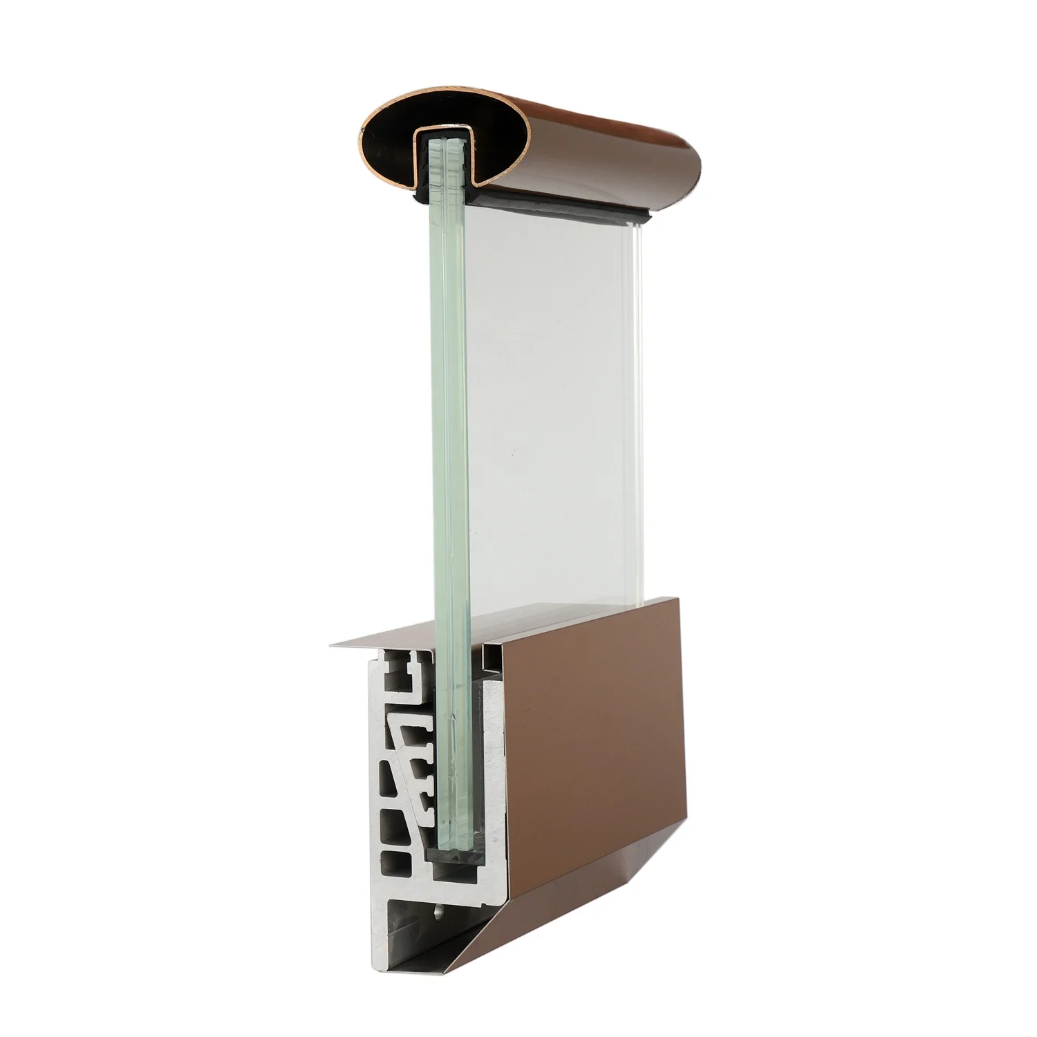 External Mounted Aluminum Glass Balcony Railings Glass Railing With Led Lights And Handrail