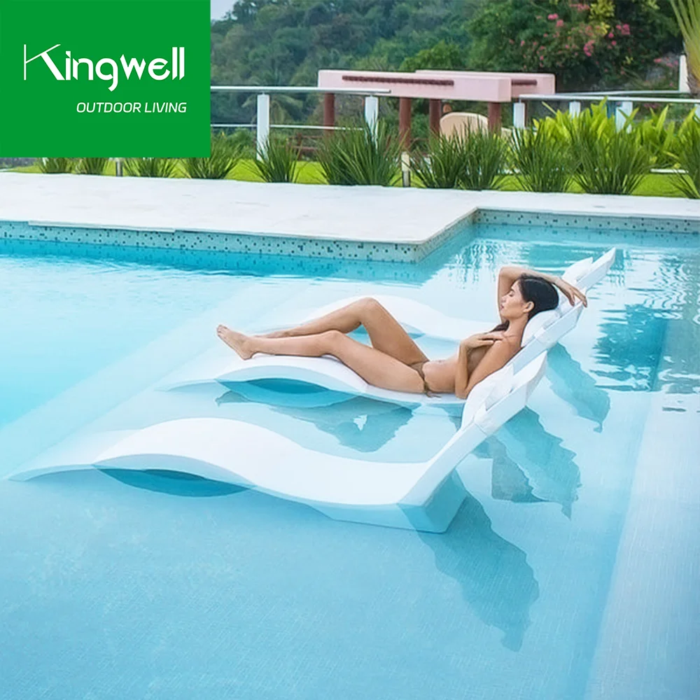 Cheap pool furniture outdoor S shape sun loungers beach pool chaise lounge chair ledge plastic sun lounger in pool