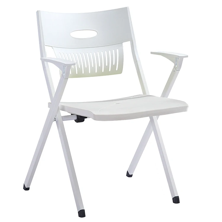 Foldable  PP material office and school used fabric seat under seat basket conference training chair