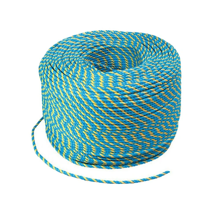 Ropenet  factory supply 6mm Polypropylene Blue Yellow Hauling Rope