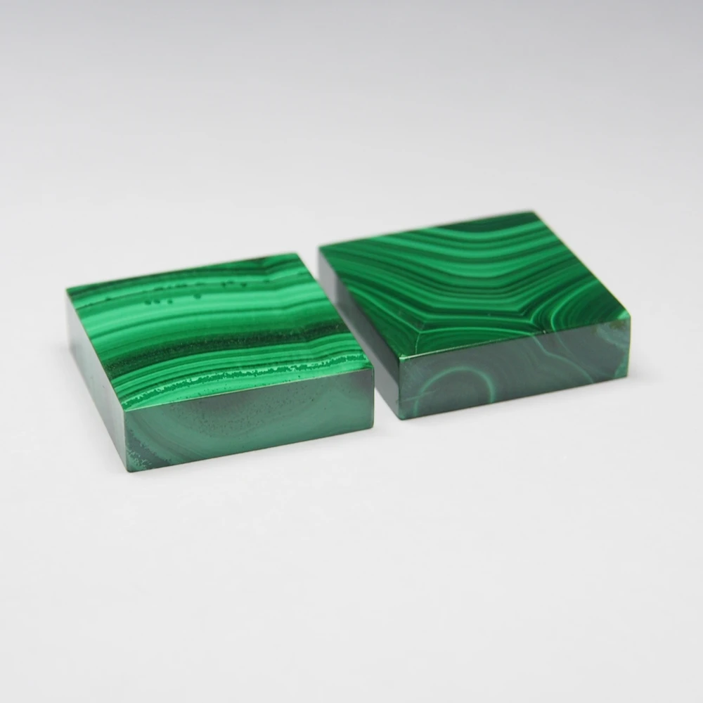 
30x30x5 Square shape Natural Green gemstone loose malachite sheet double flat art decoration on sale 