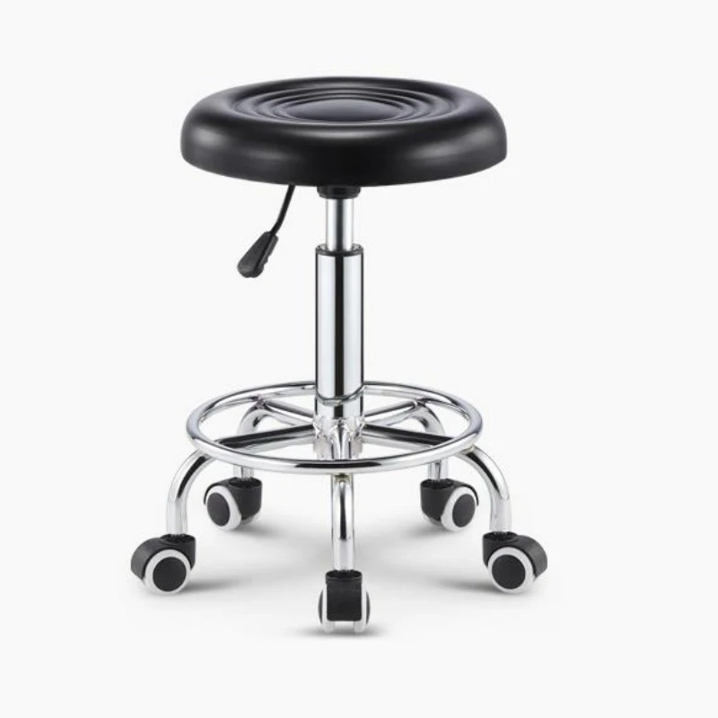High Quality PU Leather Black Color Round Bar Stools Chair Adjustable Swivel Round Lab Chairs Stools