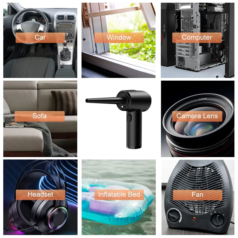 Electric Air Duster 51000RPM Brushless Cordless Compressed Cleaner Dust Air Blower Gun for PC Computer Keyboard Air Duster Gun