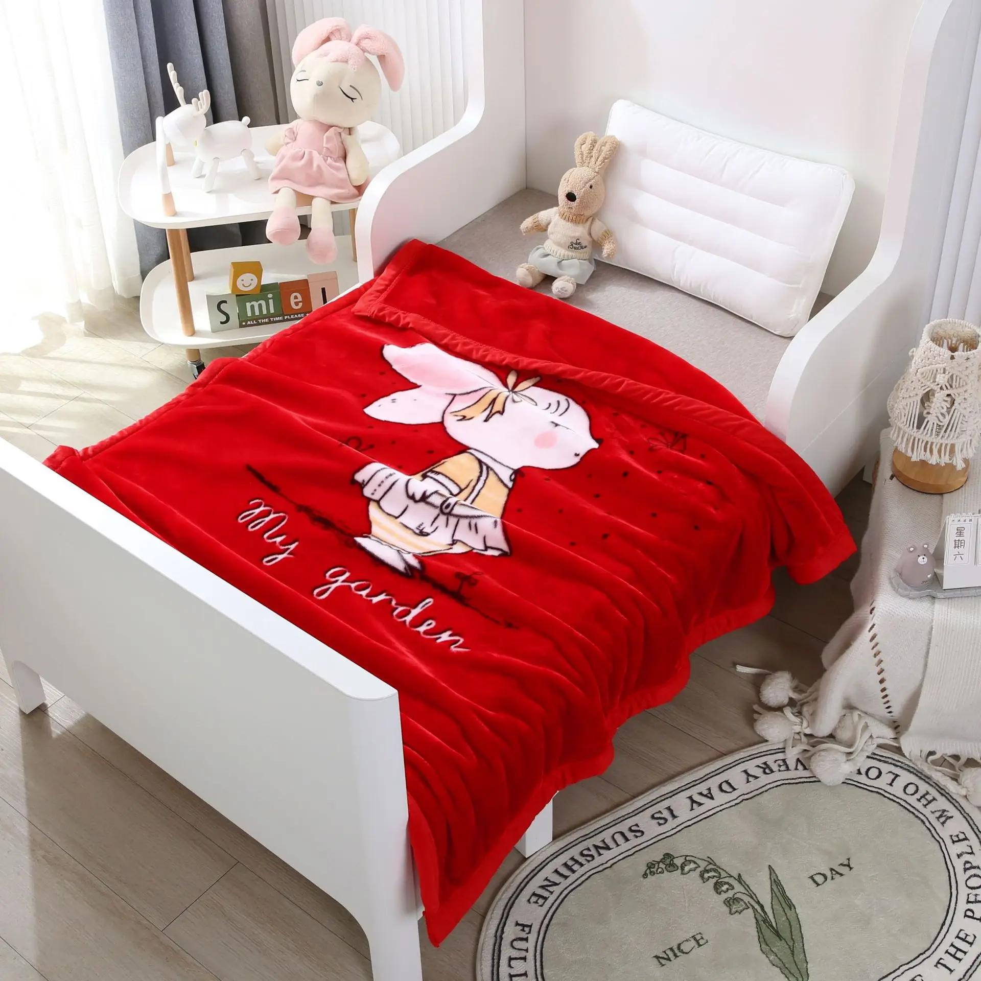 0.7KG 105*135CM Kids Raschel Blanket Cloud Flannel Sublimation Baby Soft Cartoon Korea Blankets for Bedding