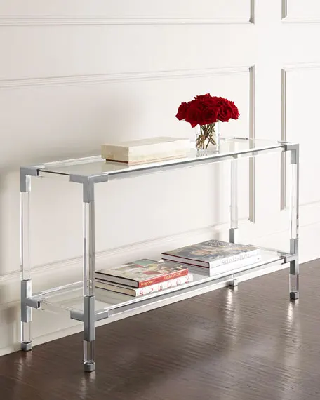 Acrylic console table with glass top , comfortable and fashionable dining table