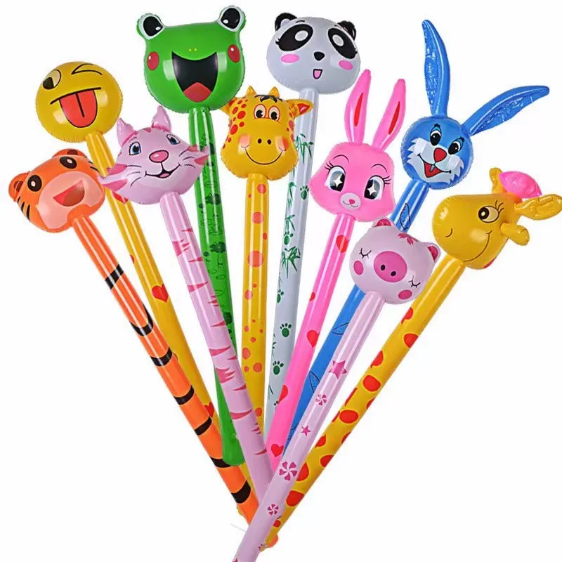Hot Sale Children Outdoor PVC Inflatable Long Stick Cartoon Animal Cheer Stick