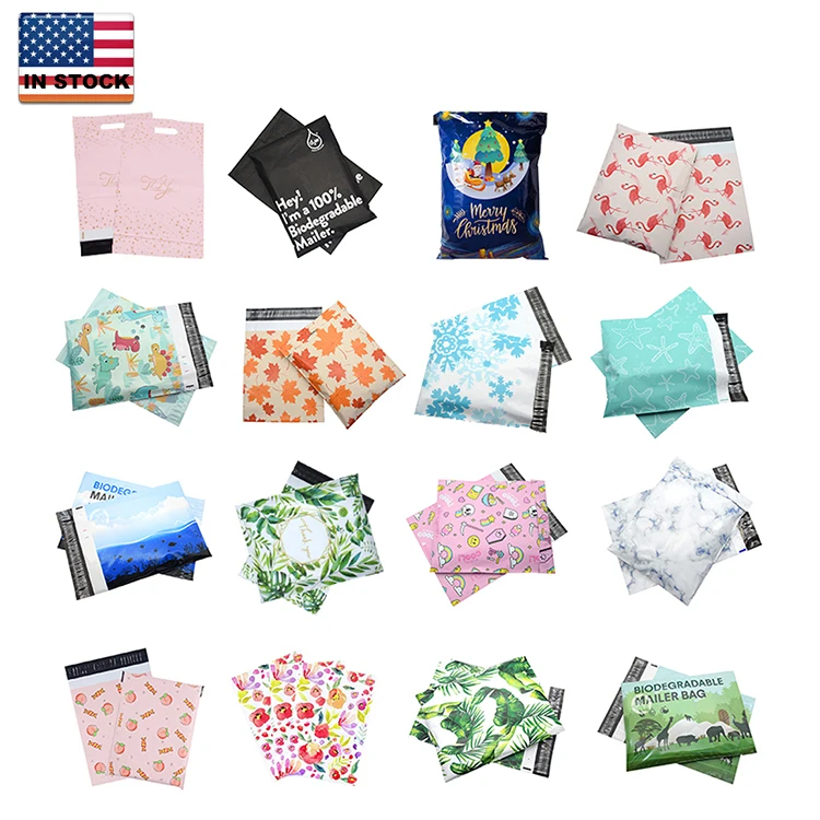 US Warehouse Cheap Shipping Thank You Poly Mailer Bag Custom LOGO Printed Pink Packaging Polymailer Mailing Bag with Handle