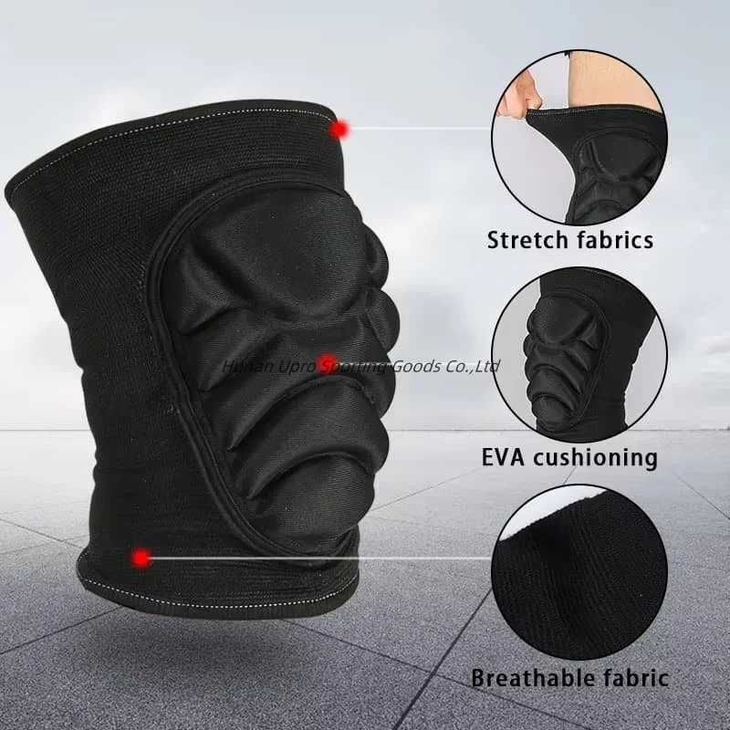 Outdoor Sports Compression Knee Pads Anti-Collision with Thicker EVA Foam Elastic and Adjustable Neoprene for Volleyball