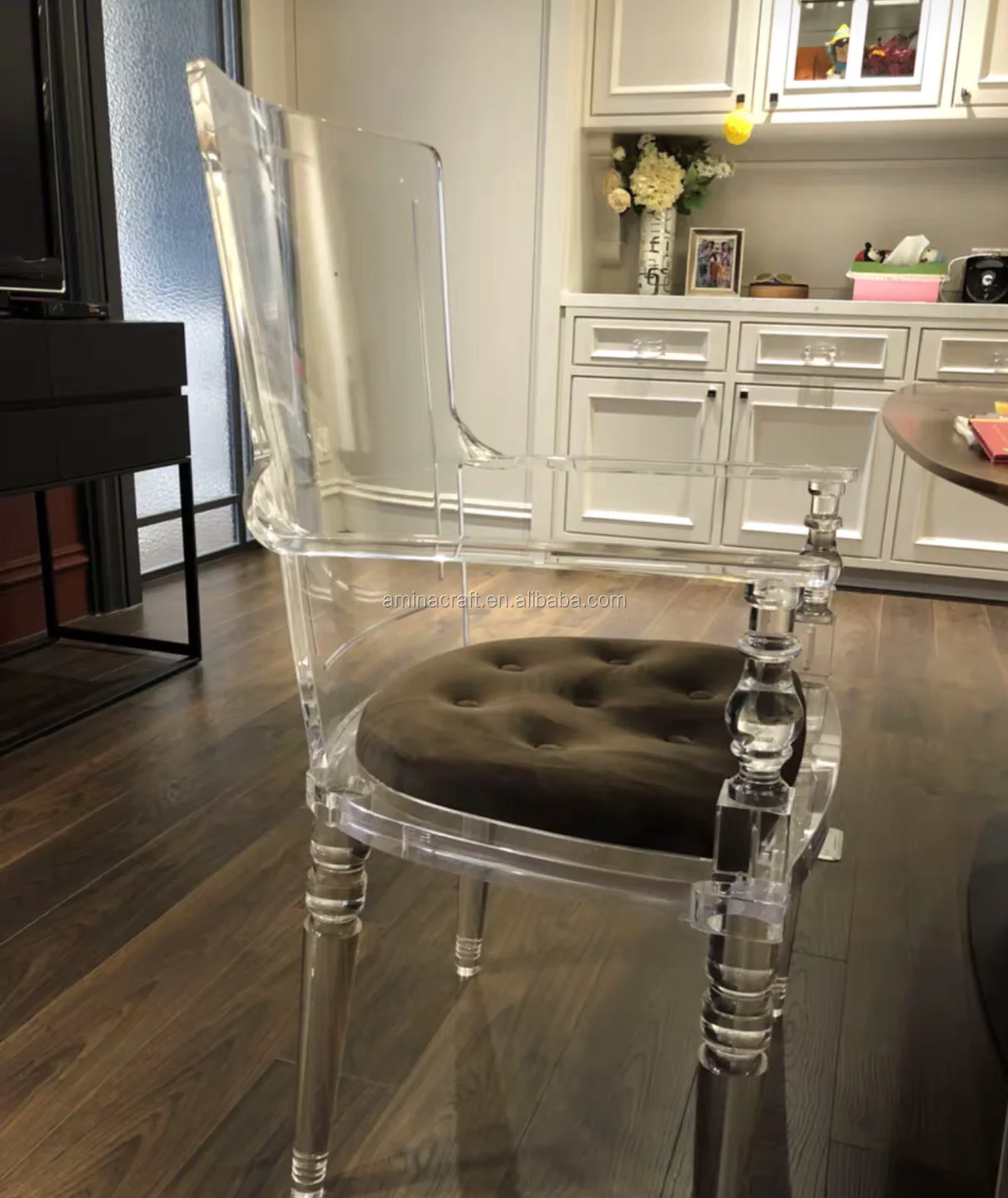 Amina Craft transparent acrylic dining chair acrylic chairs with fabric for wedding