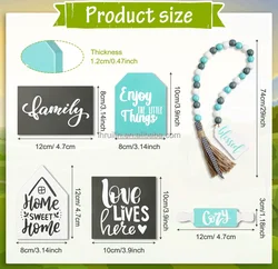 6pcs Bundle Home Items Signs Set Rustic Farmhouse Mini Rolling Pins Farmhouse and Beaded Garland Wood Tiered tray Decor