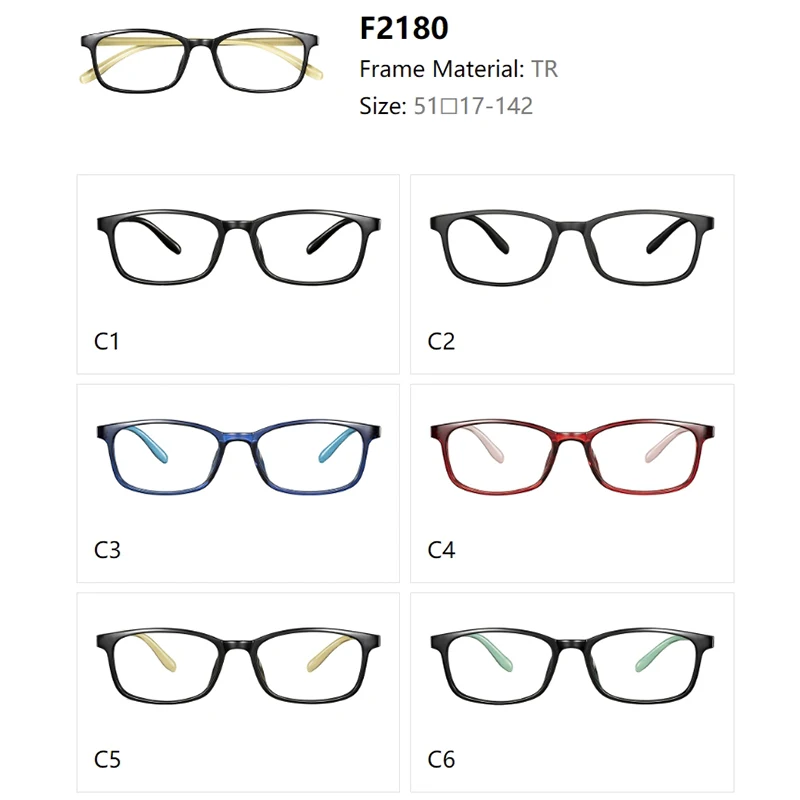 Eyewear Trend 2180 Wenzhou Unisex Fashion Spectacles TR Optical Frames Rectangle Eyeglasses Myopia Glasses Frames