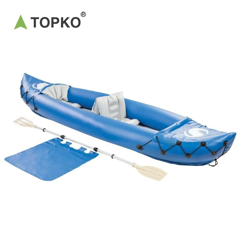 TOPKO buy cheap 3-4 person pvc inflatable surfing fishing kayak pedal folding rowing canoe boats for bulk sale