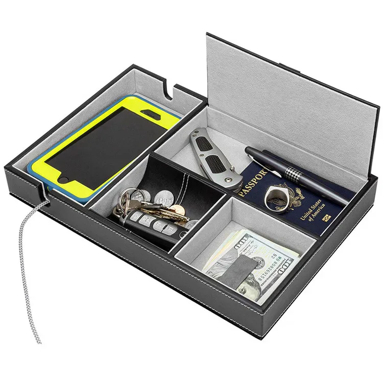 Новый дизайн, Роскошный многофункциональный водонепроницаемый кожаный ящик для хранения небольших предметов