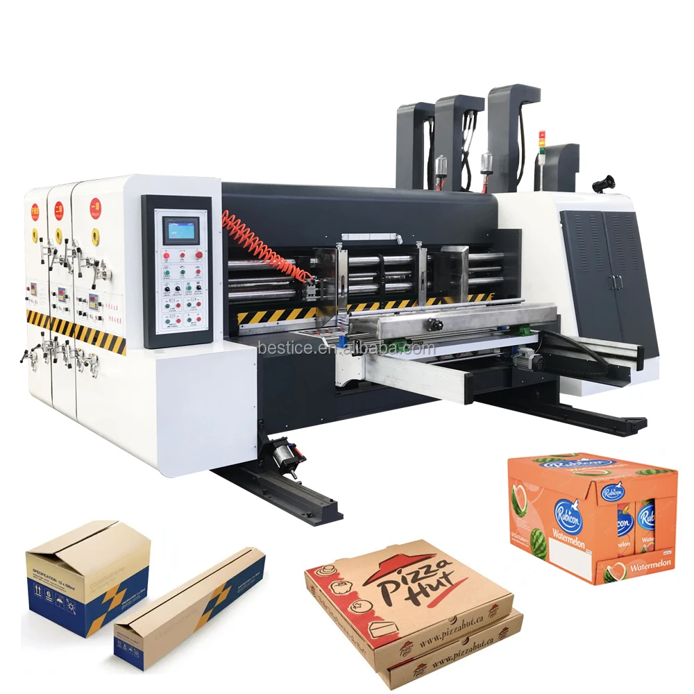 Auto Carton Box cardboard printing slotting die cutting machine printer with one two colour 5-colors 3color  1 2 3 4 5 6 color