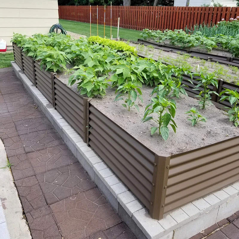 Large Outdoor Galvanized Raised Garden Bed Metal Elevated Planter pots Box Kit for Flowers Herbs Fruits