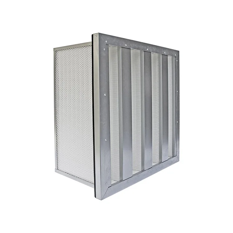 
Air Duct Filter Air DuctAir Filter H13 HEPA V-Bank Filter With Hood in Metal Frame GI Frame Micro Glass Fiber Media H13-H14 