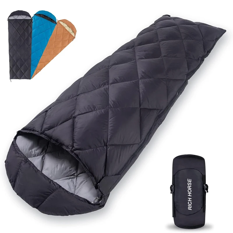 Envelope Duck Down Feather 650FP 4 Seasons Light Weight Sleeping Bag Down Fill for Outdoor Travel Camping Hiking
