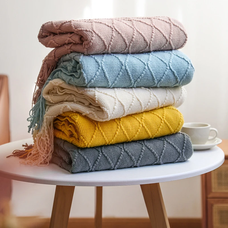 Custom Wholesale Cheap Boho Throw Chunky for Sofa Knitted Blanket for Home Decor