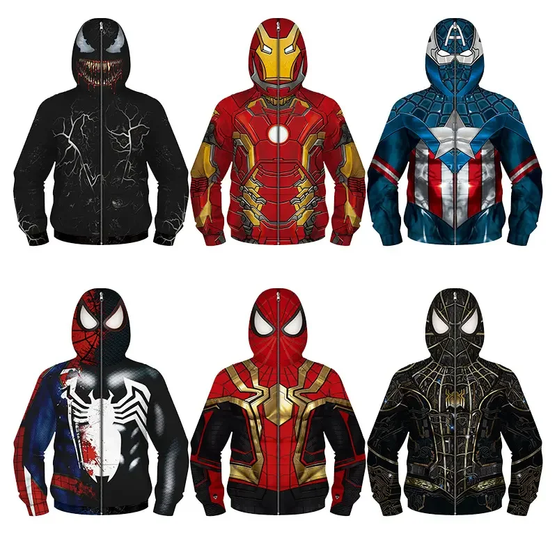 Customized Anime Clothing Spiderman Hooded Clothes Miles Morales Costume Kids Amazing Spider Man Zipper Hoodie