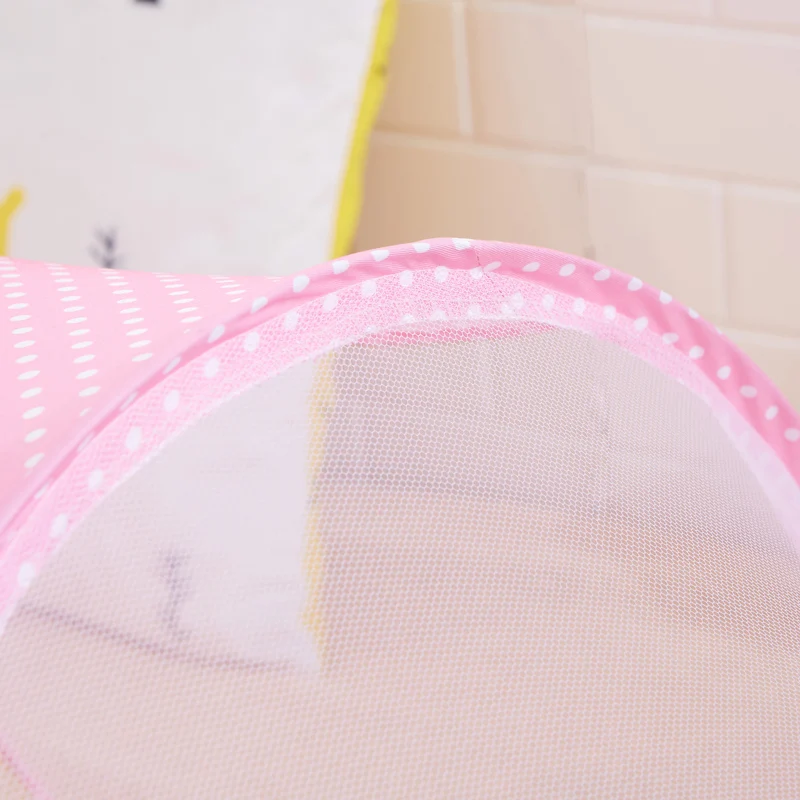 
Hot Sale Baby Foldable Blue Polka Dot Bed Mosquito Net With Sleeping Pad Pillow Baby Bedding 