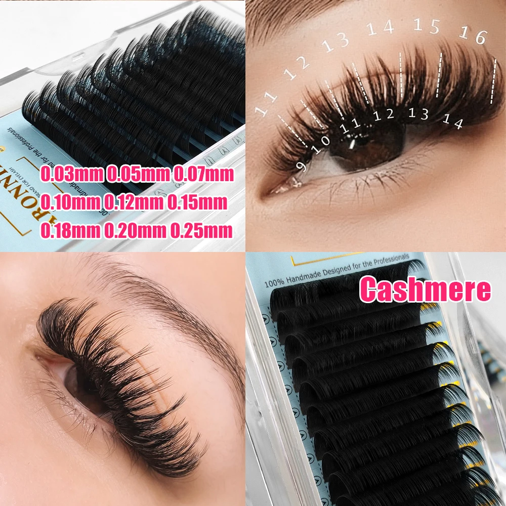 Abonnie Wholesale Classic Eyelash Extension Supplies 8-25mm Velvet Lash Trays C CC D DD M L Handmade Cashmere Lash Extensions