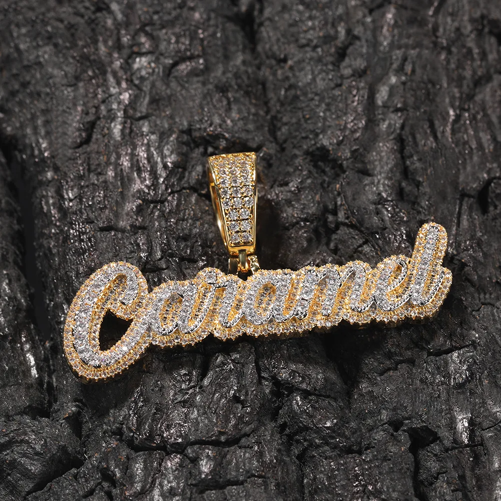 18k gold plated 925 sterling silver pass test moissante custom name plate necklace