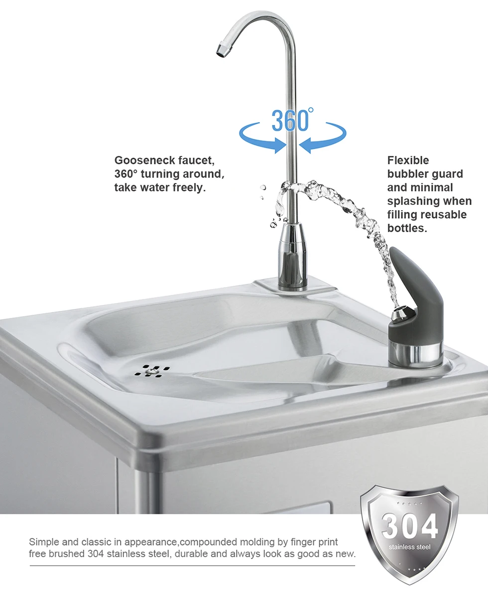 Nowtech Bottle Filling Station Stainless Steel  Drinking Fountain Freestanding Water Dispensers