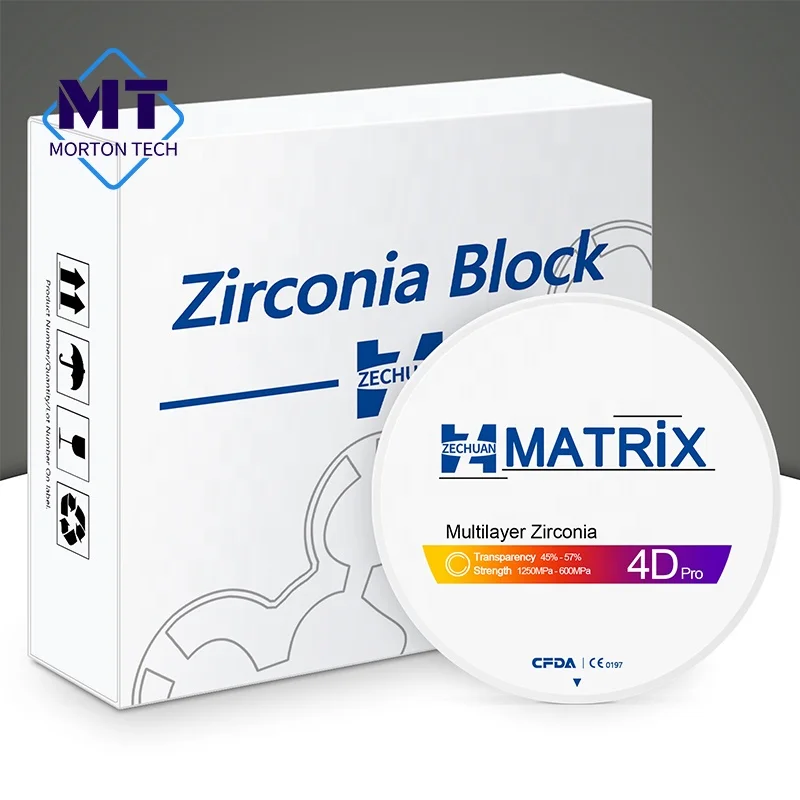 ZECHUAN MATRIX 4D Pro Multilayer Zirconia Blocks Dental Lab Materia 98mm CAD/CAM Roland Milling Machine